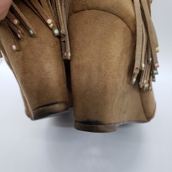 Bershka Fringe Wedge Ankle Boots Size 38 - Picture 4 of 16